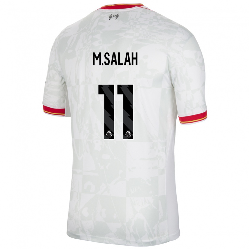 Kandiny Niño Camiseta Mohamed Salah #11 Blanco Rojo Negro Equipación Tercera 2024/25 La Camisa Chile