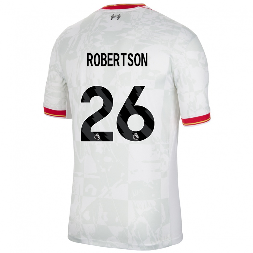 Kandiny Niño Camiseta Andrew Robertson #26 Blanco Rojo Negro Equipación Tercera 2024/25 La Camisa Chile