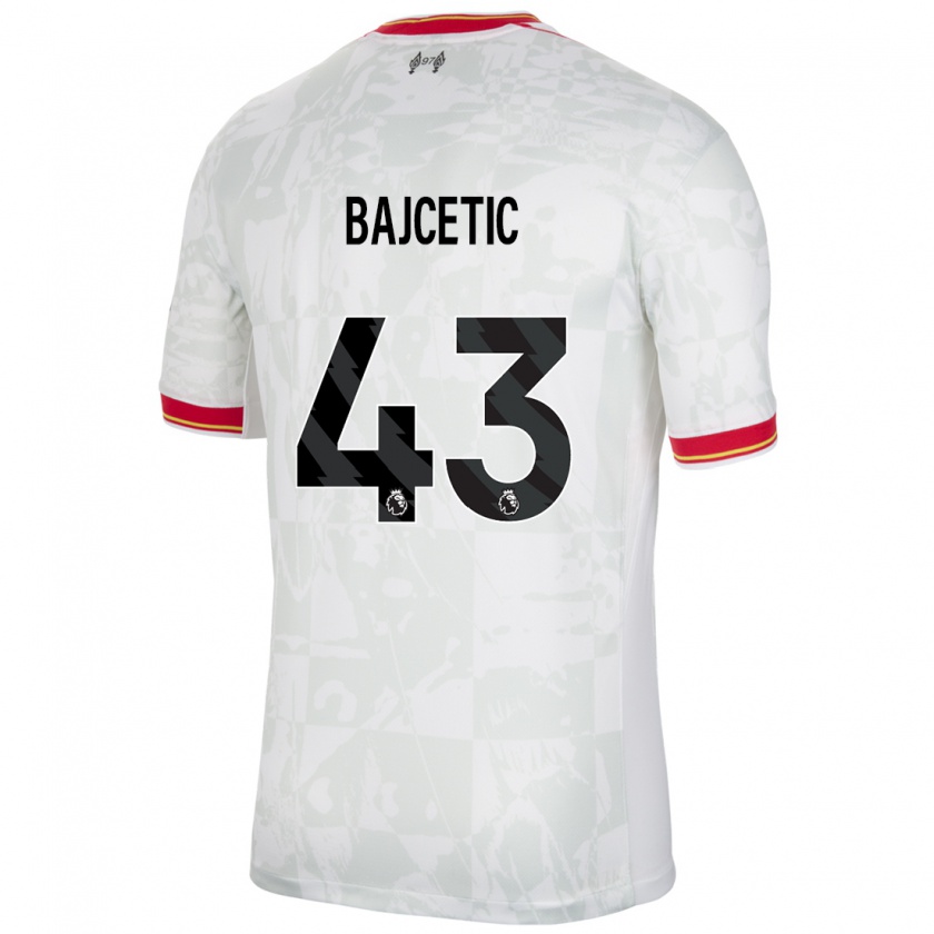 Kandiny Niño Camiseta Stefan Bajcetic #43 Blanco Rojo Negro Equipación Tercera 2024/25 La Camisa Chile