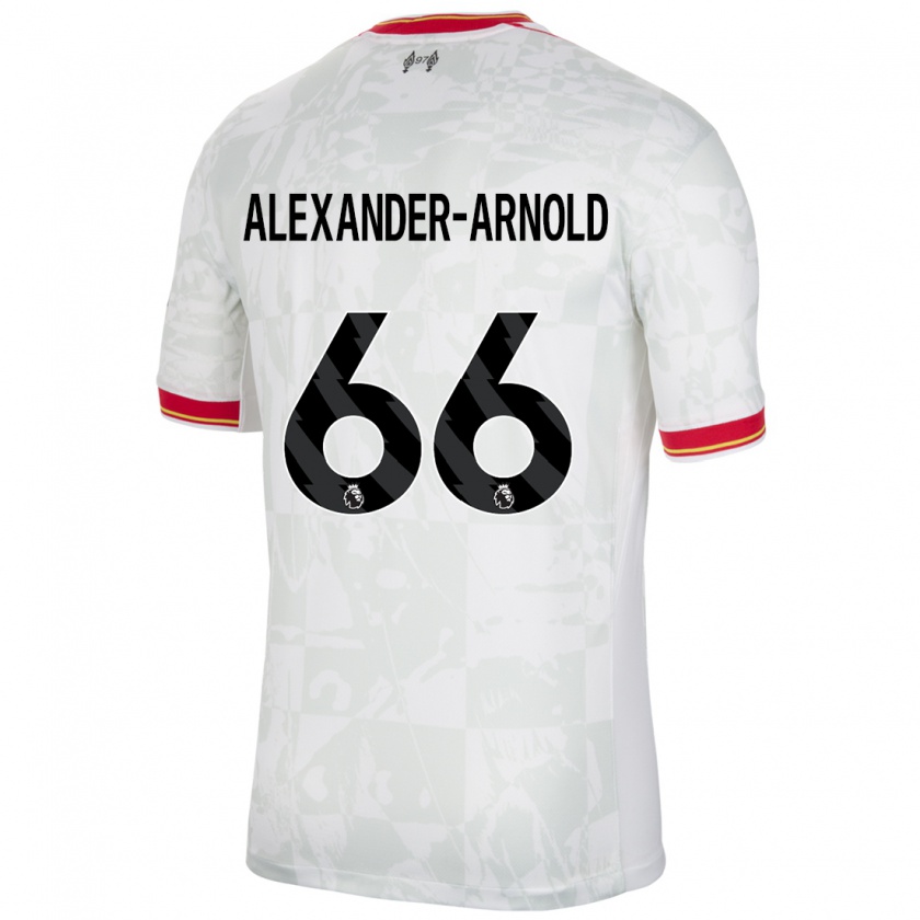 Kandiny Niño Camiseta Trent Alexander-Arnold #66 Blanco Rojo Negro Equipación Tercera 2024/25 La Camisa Chile