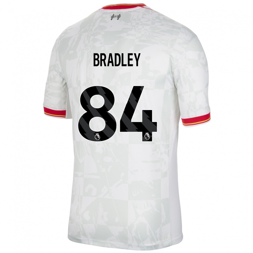 Kandiny Niño Camiseta Conor Bradley #84 Blanco Rojo Negro Equipación Tercera 2024/25 La Camisa Chile