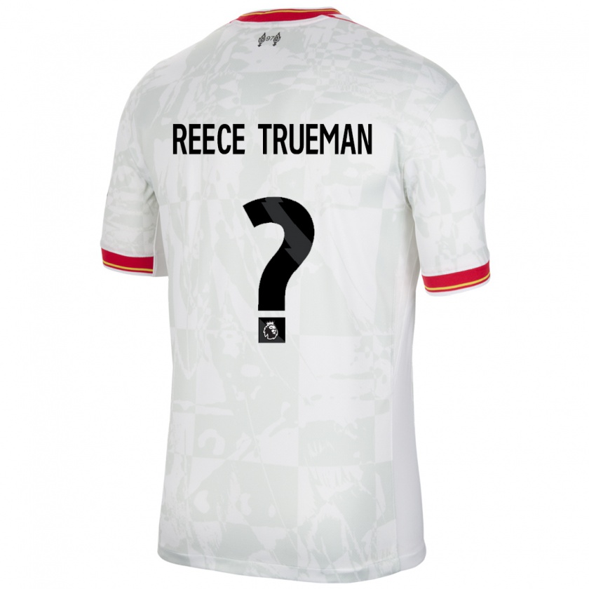 Kandiny Niño Camiseta Reece Trueman #0 Blanco Rojo Negro Equipación Tercera 2024/25 La Camisa Chile