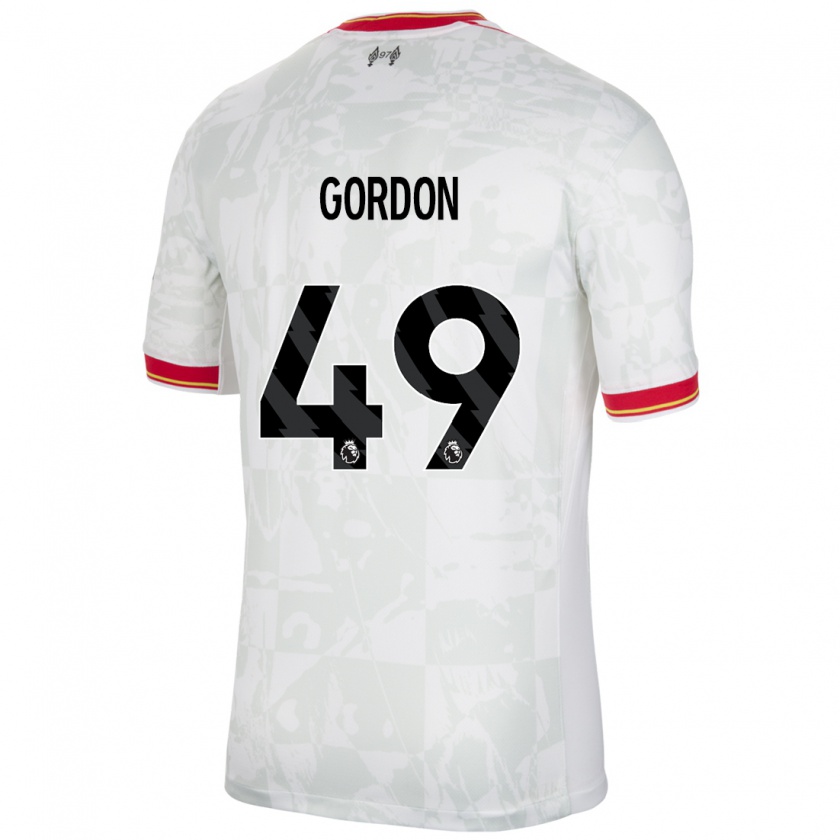 Kandiny Niño Camiseta Kaide Gordon #49 Blanco Rojo Negro Equipación Tercera 2024/25 La Camisa Chile