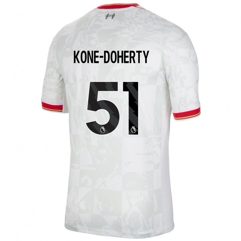 Kandiny Niño Camiseta Trent Kone-Doherty #51 Blanco Rojo Negro Equipación Tercera 2024/25 La Camisa Chile