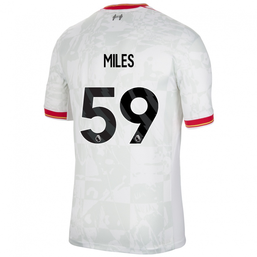 Kandiny Niño Camiseta Terence Miles #59 Blanco Rojo Negro Equipación Tercera 2024/25 La Camisa Chile