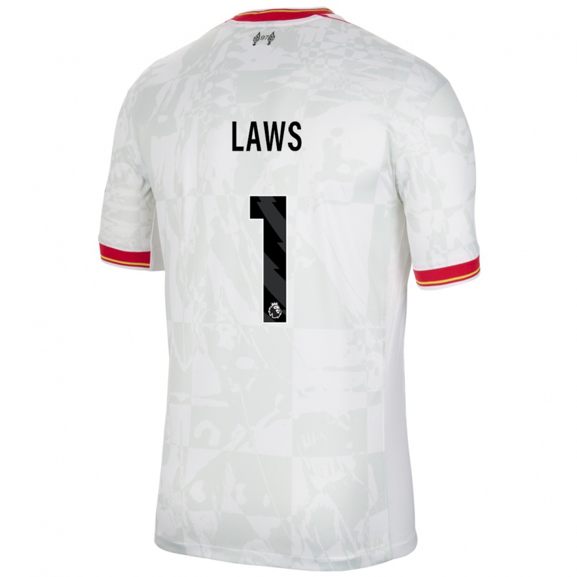 Kandiny Niño Camiseta Rachael Laws #1 Blanco Rojo Negro Equipación Tercera 2024/25 La Camisa Chile