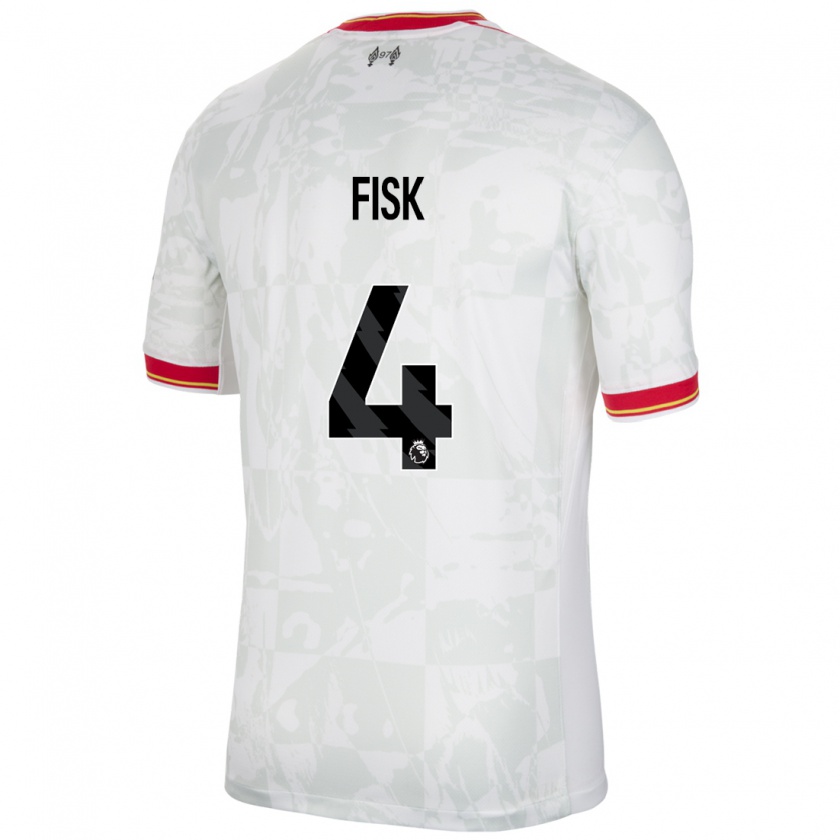 Kandiny Niño Camiseta Grace Fisk #4 Blanco Rojo Negro Equipación Tercera 2024/25 La Camisa Chile