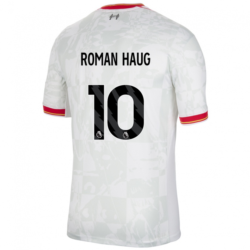 Kandiny Niño Camiseta Sophie Román Haug #10 Blanco Rojo Negro Equipación Tercera 2024/25 La Camisa Chile