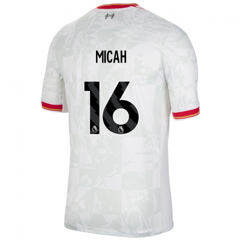 Kandiny Niño Camiseta Teagan Micah #16 Blanco Rojo Negro Equipación Tercera 2024/25 La Camisa Chile