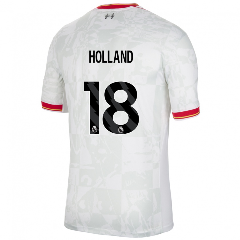 Kandiny Niño Camiseta Ceri Holland #18 Blanco Rojo Negro Equipación Tercera 2024/25 La Camisa Chile