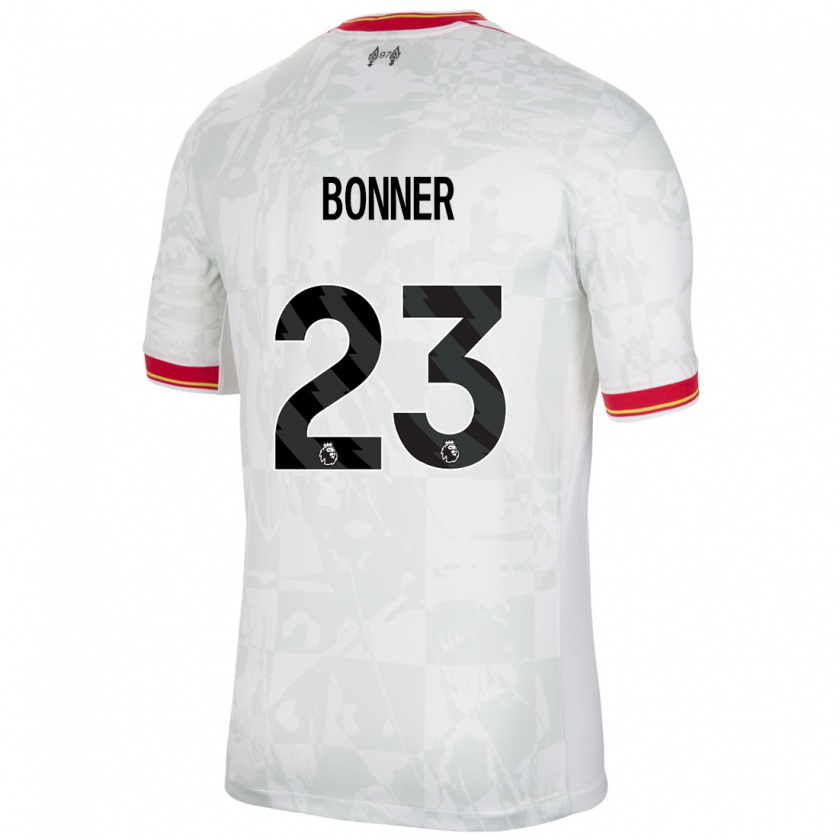 Kandiny Niño Camiseta Gemma Bonner #23 Blanco Rojo Negro Equipación Tercera 2024/25 La Camisa Chile