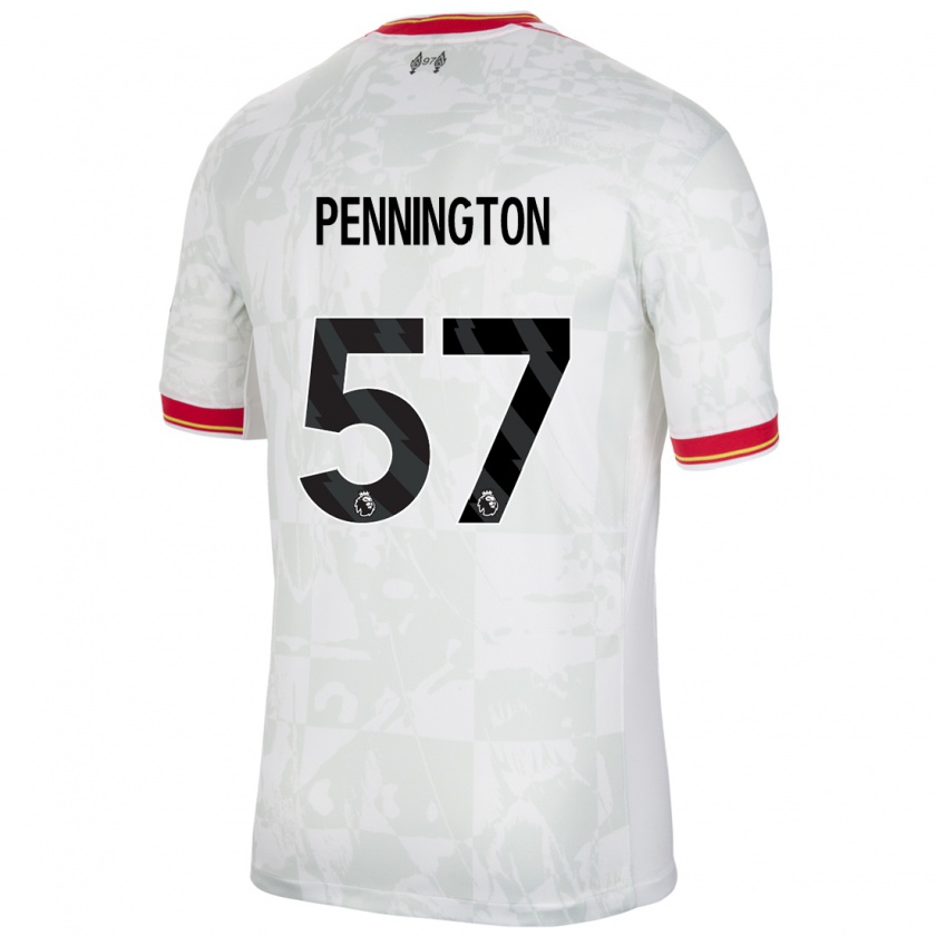 Kandiny Niño Camiseta Cody Pennington #57 Blanco Rojo Negro Equipación Tercera 2024/25 La Camisa Chile