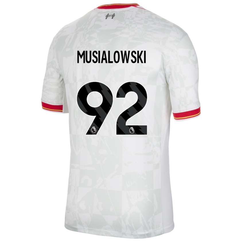 Kandiny Niño Camiseta Mateusz Musialowski #92 Blanco Rojo Negro Equipación Tercera 2024/25 La Camisa Chile