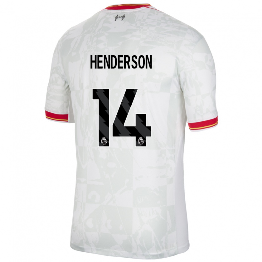 Kandiny Niño Camiseta Henderson #14 Blanco Rojo Negro Equipación Tercera 2024/25 La Camisa Chile