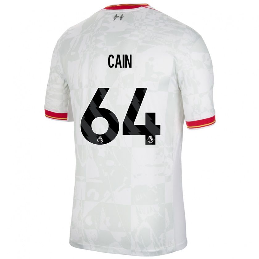 Kandiny Niño Camiseta Jake Cain #64 Blanco Rojo Negro Equipación Tercera 2024/25 La Camisa Chile