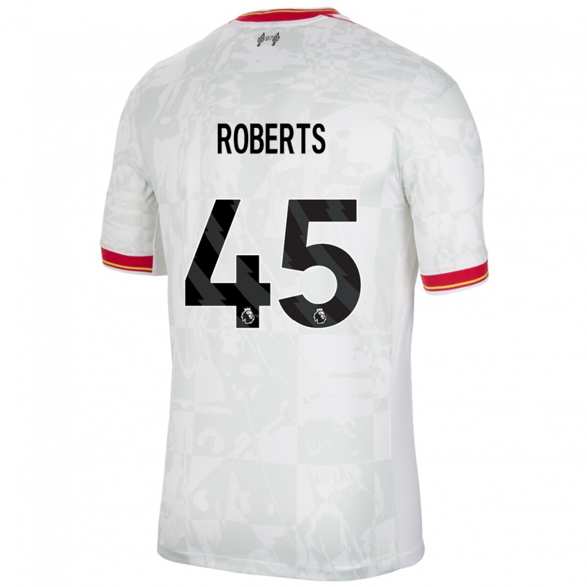 Kandiny Niño Camiseta Iwan Roberts #45 Blanco Rojo Negro Equipación Tercera 2024/25 La Camisa Chile