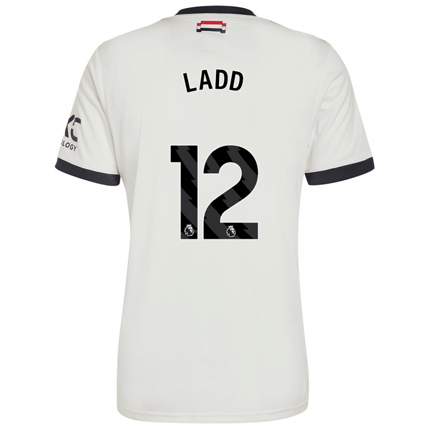 Kandiny Niño Camiseta Hayley Ladd #12 Blanquecino Equipación Tercera 2024/25 La Camisa Chile