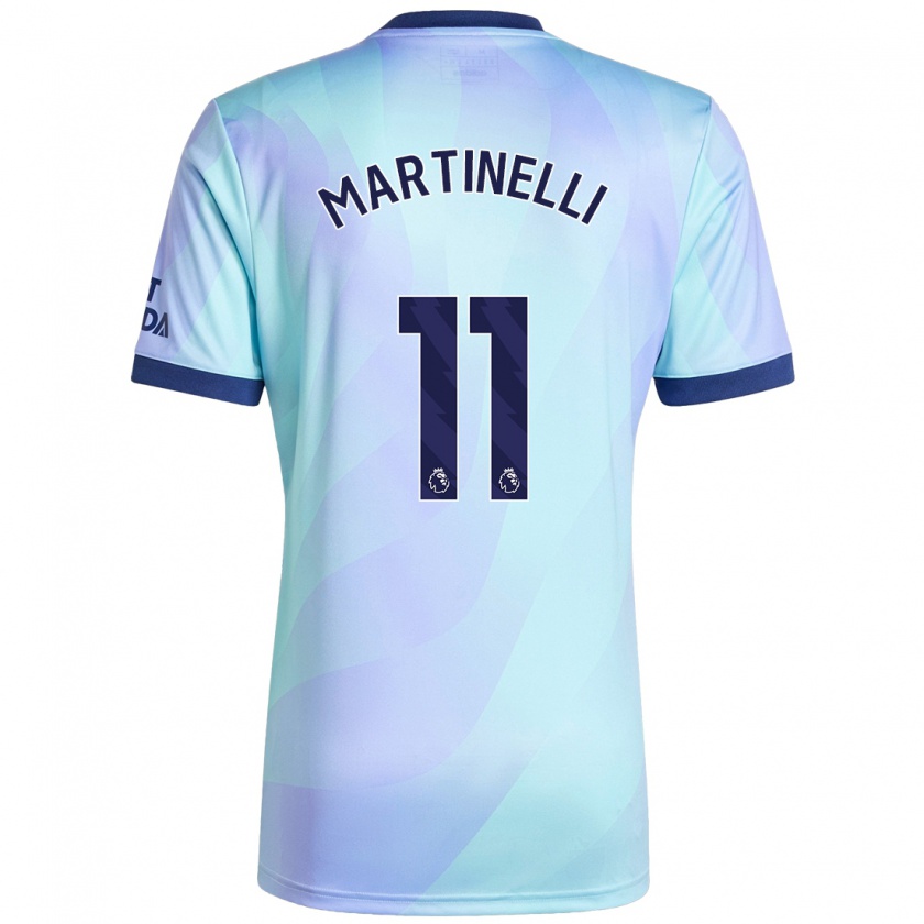 Kandiny Niño Camiseta Gabriel Martinelli #11 Agua Equipación Tercera 2024/25 La Camisa Chile