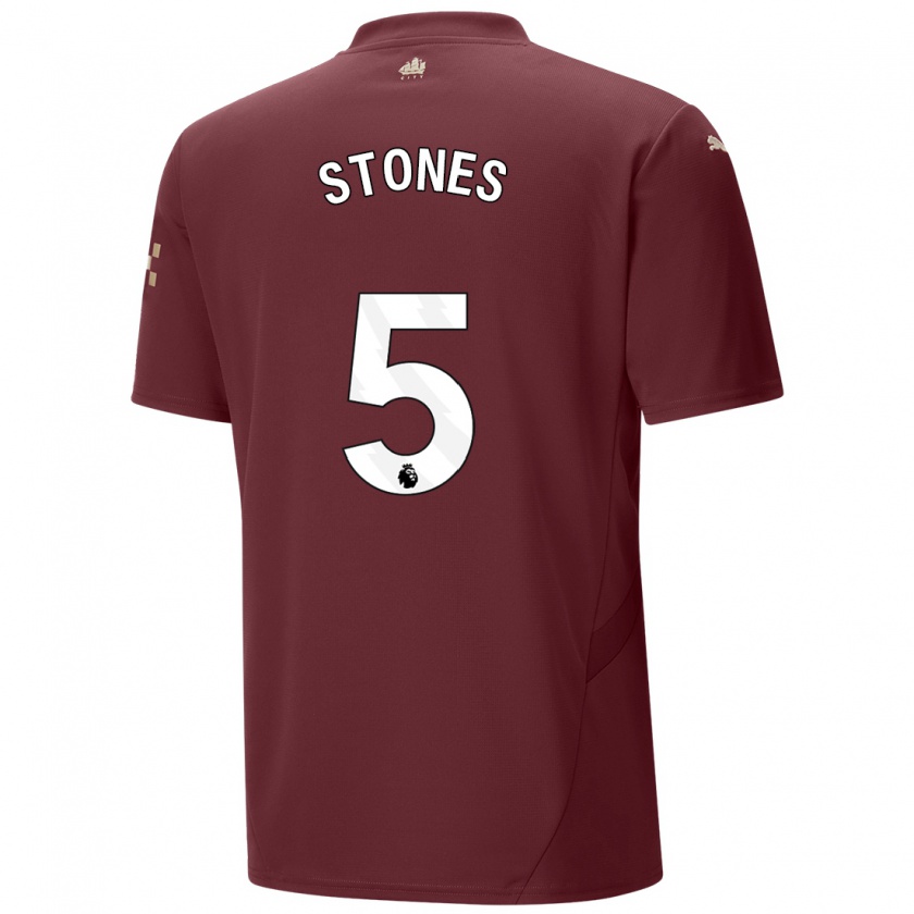 Kandiny Niño Camiseta John Stones #5 Granate Equipación Tercera 2024/25 La Camisa Chile