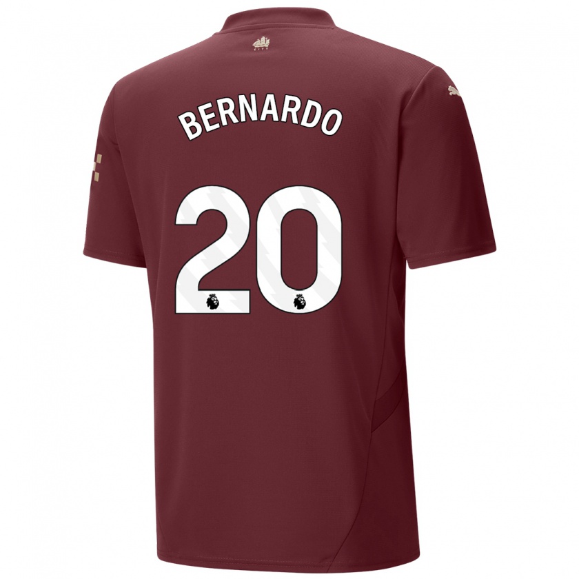 Kandiny Niño Camiseta Bernardo Silva #20 Granate Equipación Tercera 2024/25 La Camisa Chile