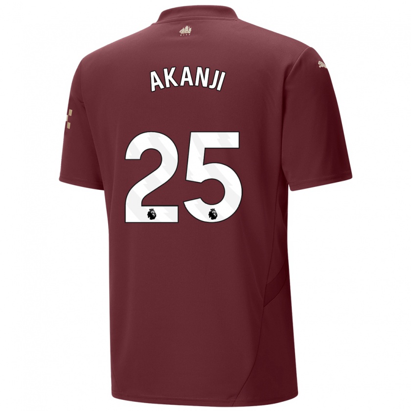 Kandiny Niño Camiseta Manuel Akanji #25 Granate Equipación Tercera 2024/25 La Camisa Chile