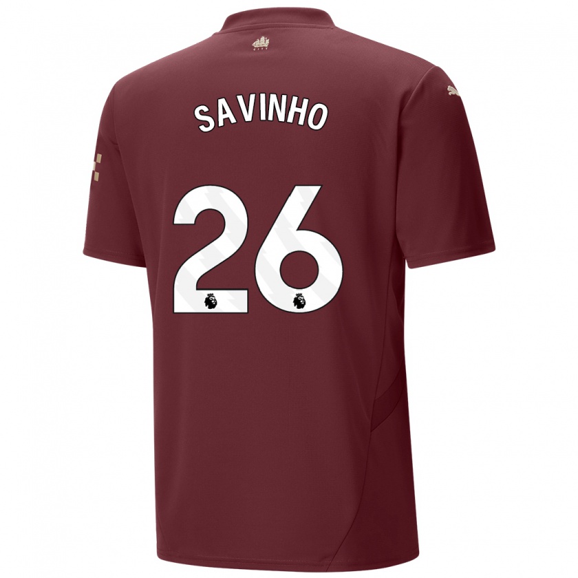 Kandiny Niño Camiseta Savinho #26 Granate Equipación Tercera 2024/25 La Camisa Chile