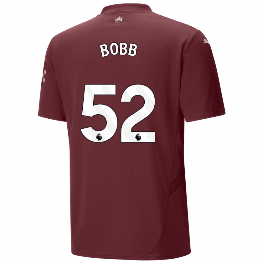 Kandiny Niño Camiseta Oscar Bobb #52 Granate Equipación Tercera 2024/25 La Camisa Chile