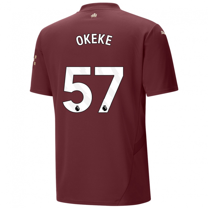 Kandiny Niño Camiseta Michael Okeke #57 Granate Equipación Tercera 2024/25 La Camisa Chile