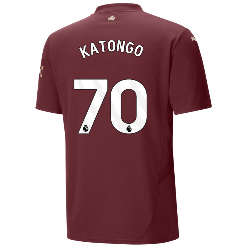 Kandiny Niño Camiseta Jadel Katongo #70 Granate Equipación Tercera 2024/25 La Camisa Chile