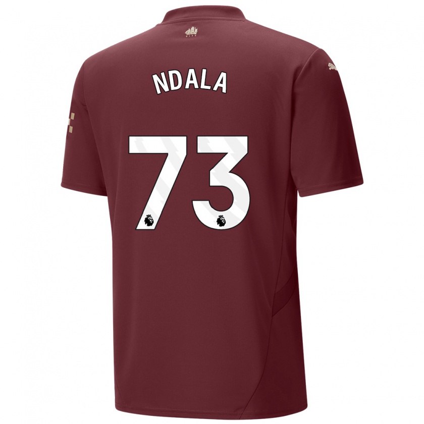 Kandiny Niño Camiseta Joel Ndala #73 Granate Equipación Tercera 2024/25 La Camisa Chile