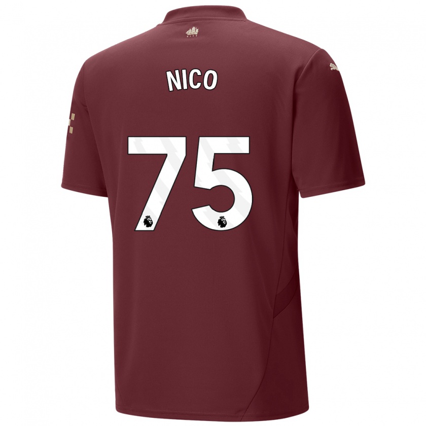 Kandiny Niño Camiseta Nico O'reilly #75 Granate Equipación Tercera 2024/25 La Camisa Chile