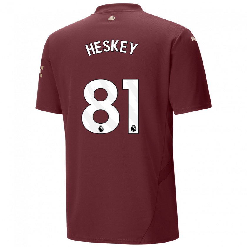 Kandiny Niño Camiseta Jaden Heskey #81 Granate Equipación Tercera 2024/25 La Camisa Chile