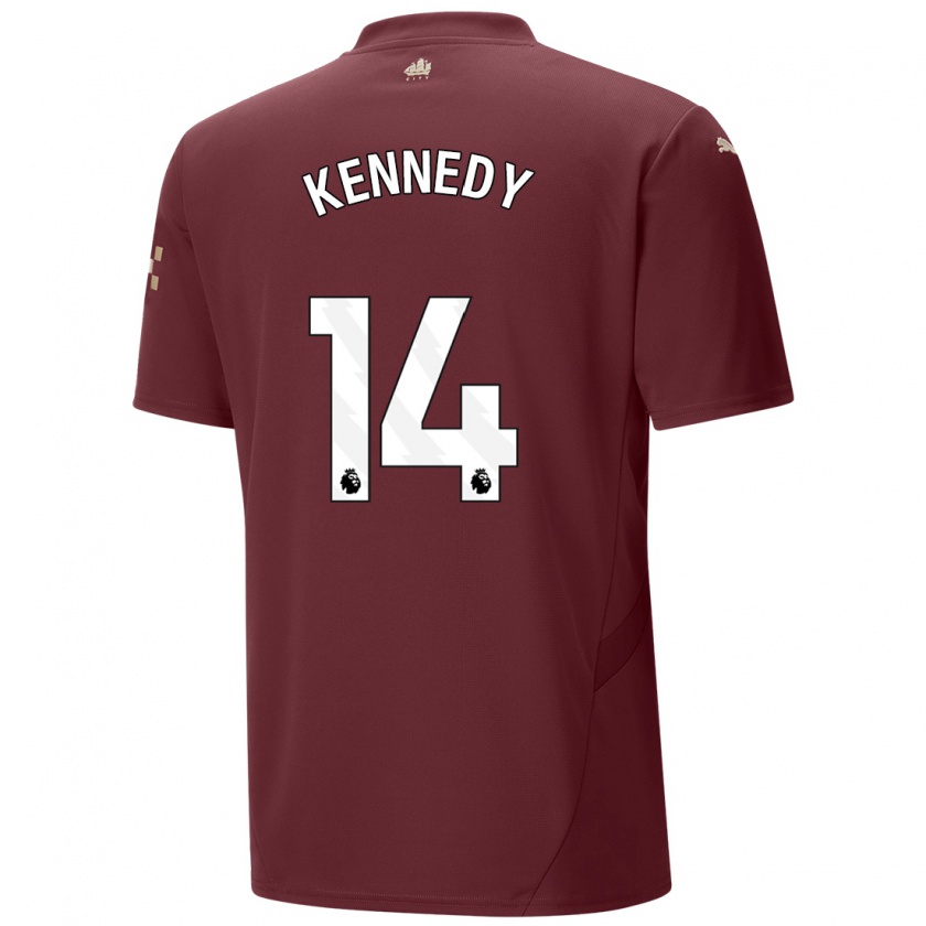 Kandiny Niño Camiseta Alanna Kennedy #14 Granate Equipación Tercera 2024/25 La Camisa Chile