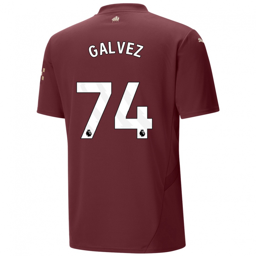 Kandiny Niño Camiseta Tomas Galvez #74 Granate Equipación Tercera 2024/25 La Camisa Chile