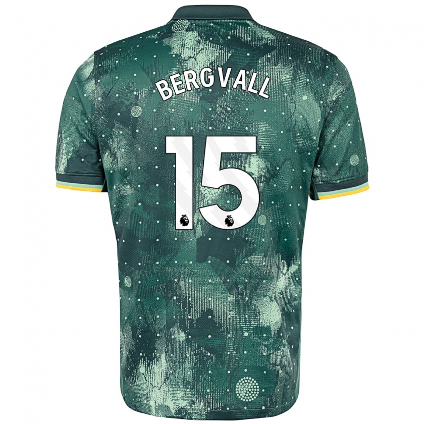 Kandiny Niño Camiseta Lucas Bergvall #15 Verde Menta Equipación Tercera 2024/25 La Camisa Chile