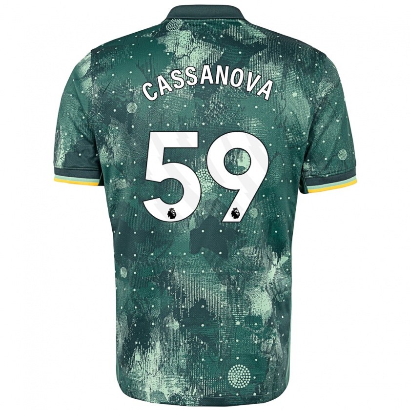 Kandiny Niño Camiseta Dante Cassanova #59 Verde Menta Equipación Tercera 2024/25 La Camisa Chile