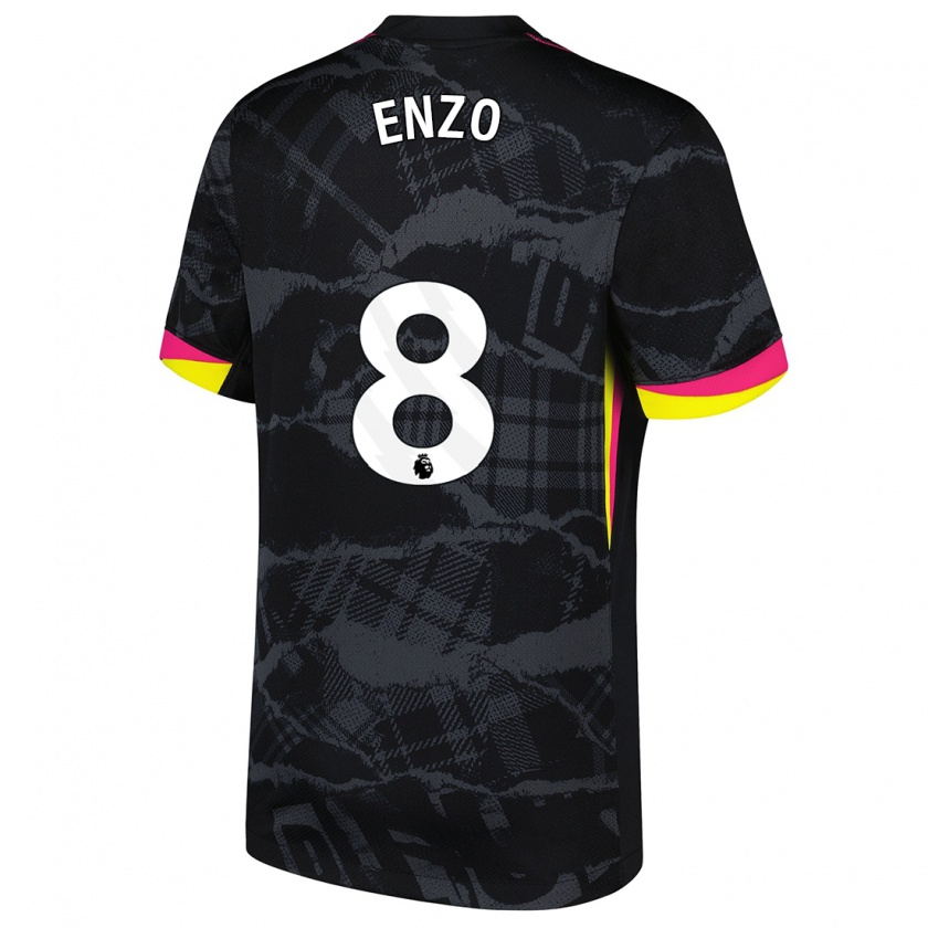 Kandiny Niño Camiseta Enzo Fernández #8 Negro Rosa Equipación Tercera 2024/25 La Camisa Chile