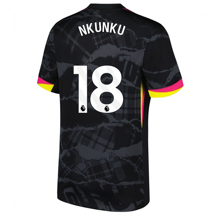 Kandiny Niño Camiseta Christopher Nkunku #18 Negro Rosa Equipación Tercera 2024/25 La Camisa Chile