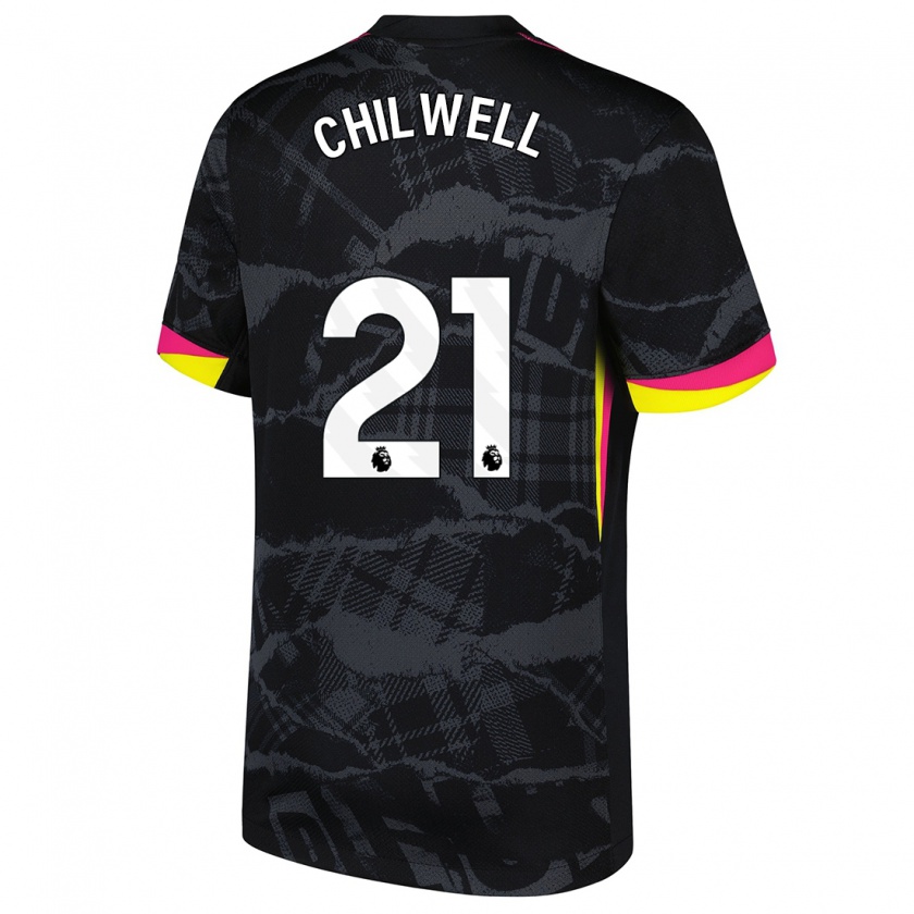 Kandiny Niño Camiseta Ben Chilwell #21 Negro Rosa Equipación Tercera 2024/25 La Camisa Chile