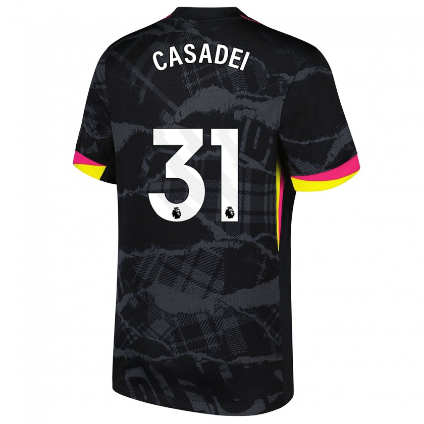 Kandiny Niño Camiseta Cesare Casadei #31 Negro Rosa Equipación Tercera 2024/25 La Camisa Chile