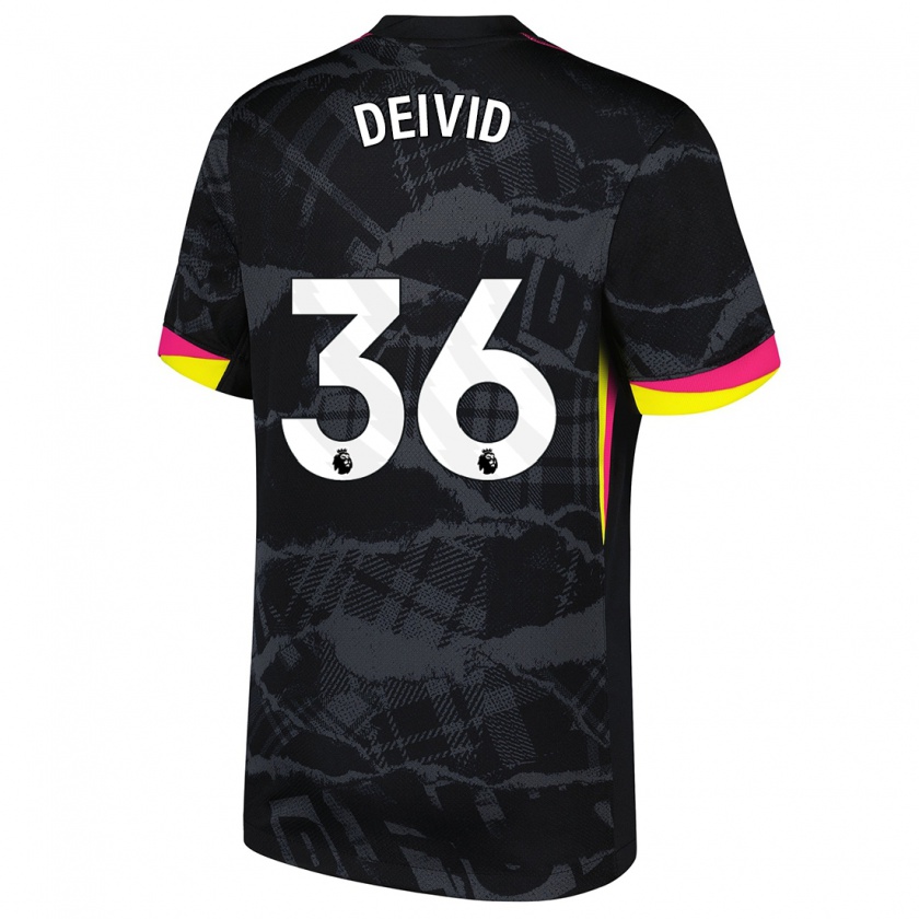 Kandiny Niño Camiseta Deivid Washington #36 Negro Rosa Equipación Tercera 2024/25 La Camisa Chile