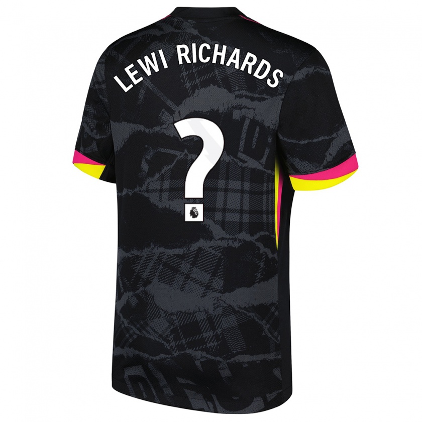 Kandiny Niño Camiseta Lewi Richards #0 Negro Rosa Equipación Tercera 2024/25 La Camisa Chile