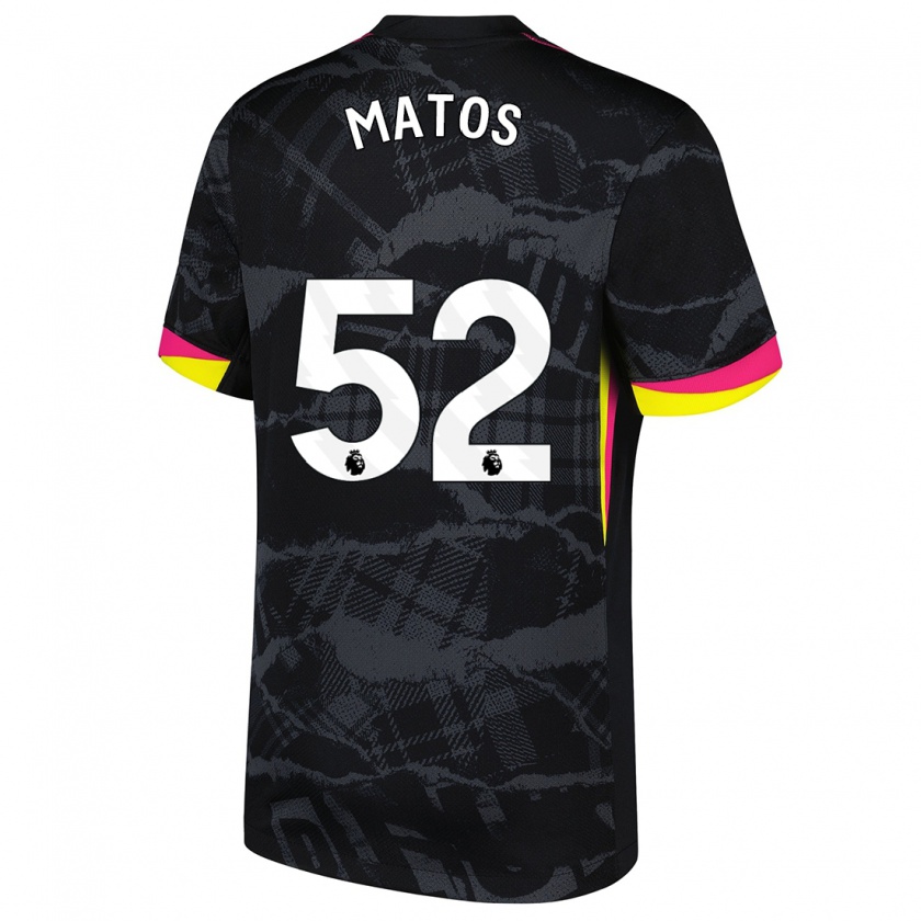 Kandiny Niño Camiseta Alex Matos #52 Negro Rosa Equipación Tercera 2024/25 La Camisa Chile