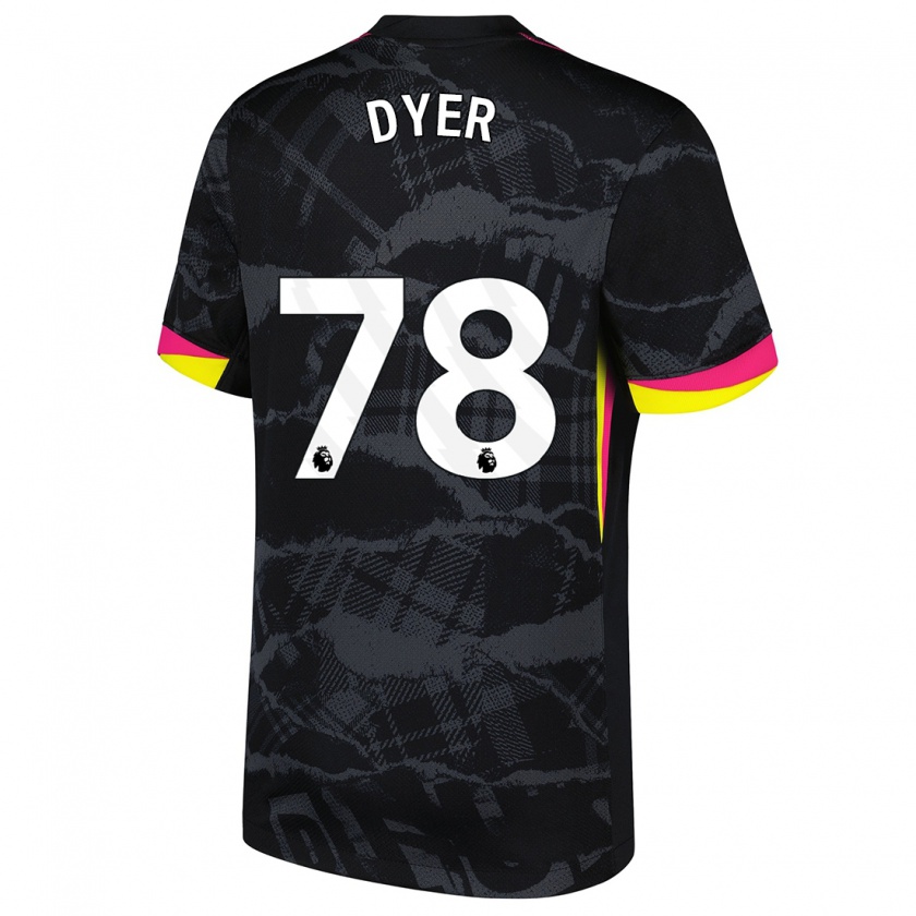 Kandiny Niño Camiseta Kiano Dyer #78 Negro Rosa Equipación Tercera 2024/25 La Camisa Chile