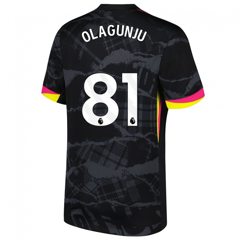 Kandiny Niño Camiseta Saheed Olagunju #81 Negro Rosa Equipación Tercera 2024/25 La Camisa Chile