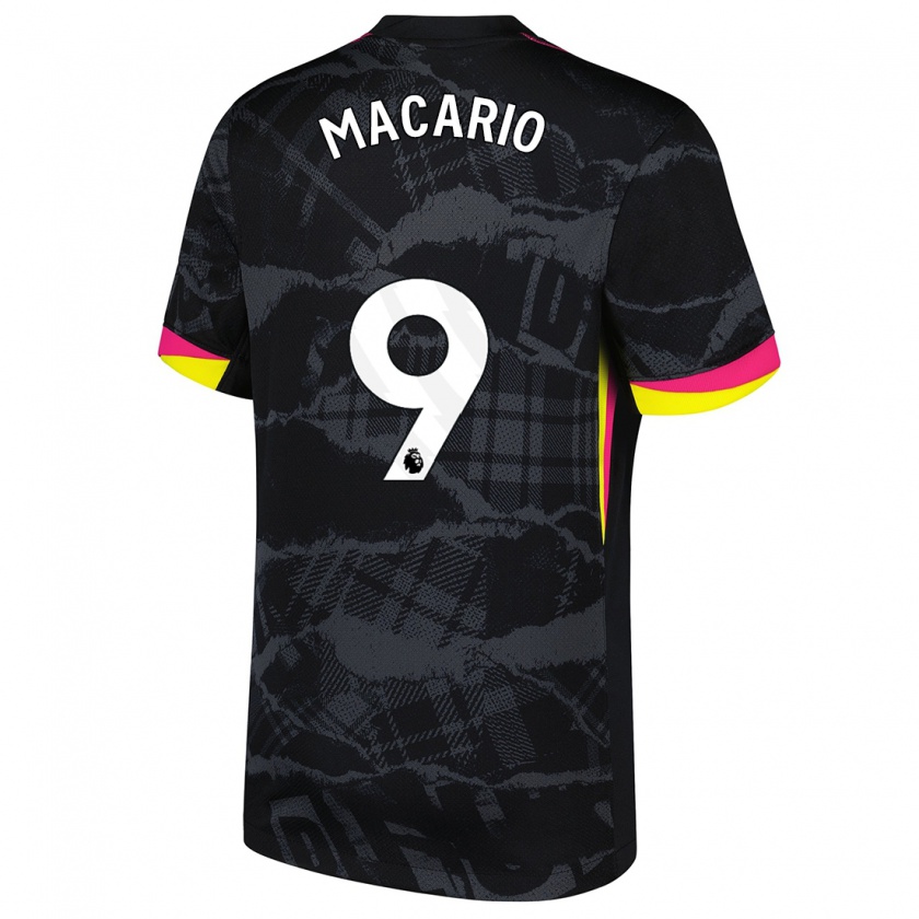 Kandiny Niño Camiseta Catarina Macario #9 Negro Rosa Equipación Tercera 2024/25 La Camisa Chile