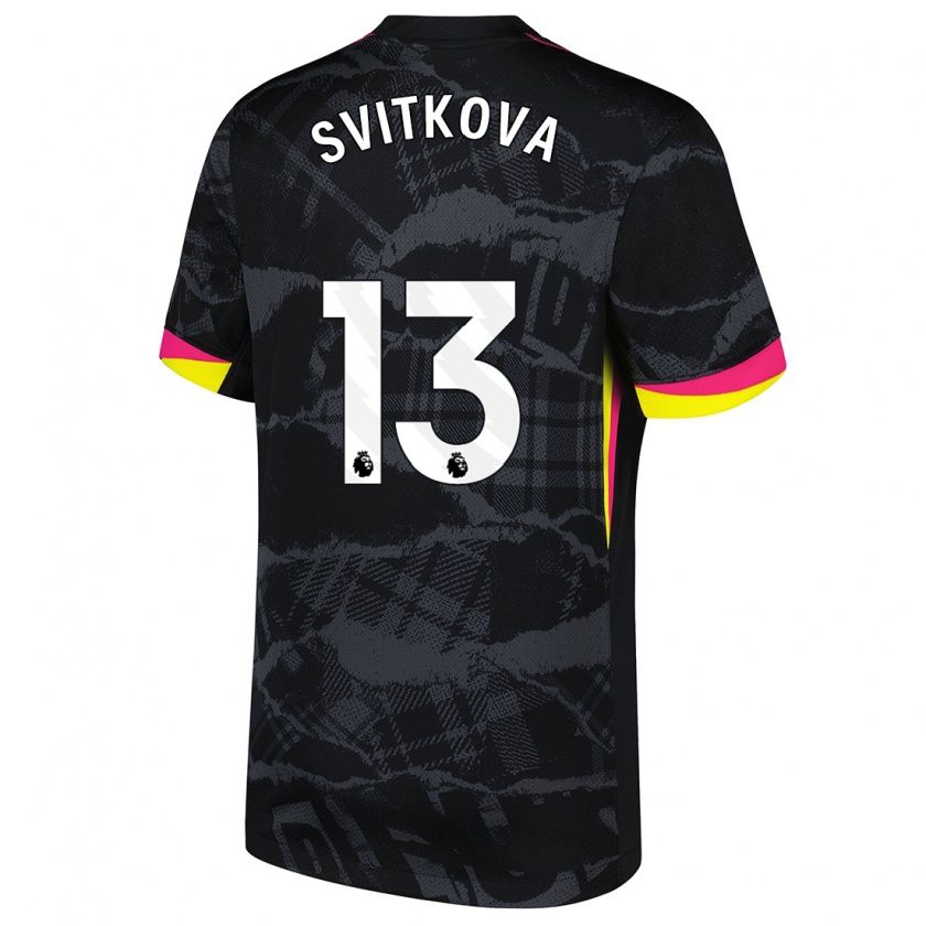 Kandiny Niño Camiseta Kateřina Svitková #13 Negro Rosa Equipación Tercera 2024/25 La Camisa Chile