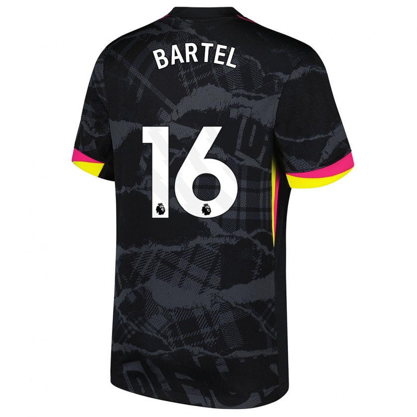 Kandiny Niño Camiseta Júlia Bartel #16 Negro Rosa Equipación Tercera 2024/25 La Camisa Chile