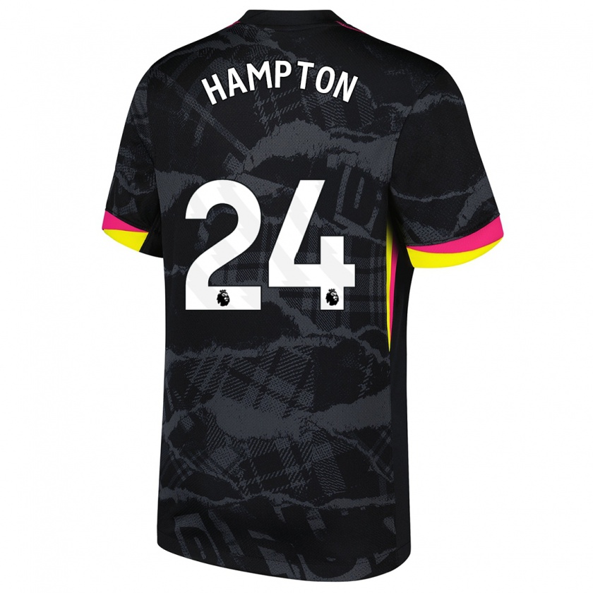 Kandiny Niño Camiseta Hannah Hampton #24 Negro Rosa Equipación Tercera 2024/25 La Camisa Chile