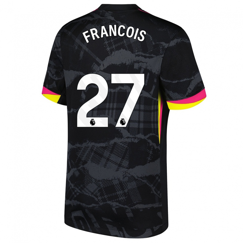 Kandiny Niño Camiseta Oriane Jean-François #27 Negro Rosa Equipación Tercera 2024/25 La Camisa Chile